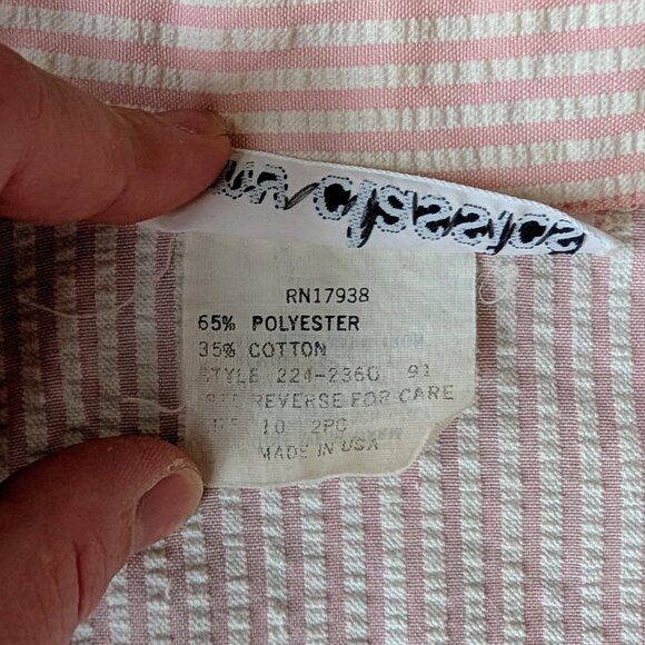 Vintage Kenny Classics Pink White Seersucker Stripe Shirtdress size 10 - Picture 7 of 8